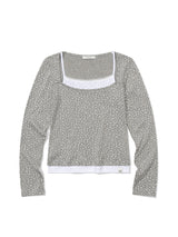 フラワーレイヤードTシャツ(グレー)