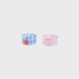 PETITE GINGHAM CHECK & ROSE RING SET (BLUE & PINK)
