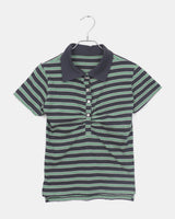 Deme ストライプ シャーリング PKカラー 半袖Tシャツ