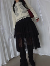 シースルースルーレイヤードメッシュスカート (BLACK)