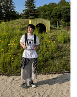 Lever Check Layered Bermuda Pants