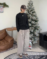 レークフィンガーホールヘンリーネックロングスリーブTシャツ