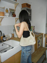 Curved Stitch Shirring Hobo Bag