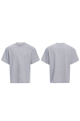 ハンドソウンラインストーンコットンTシャツ