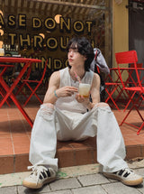 White Vintage Damaged Pants