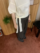 Boatneck tie blouse