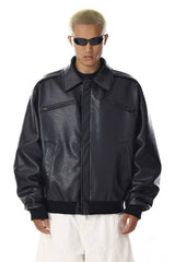 Distressed Textured Biker Jacket