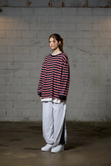 JERRY STRIPE OVERFIT LONG SLEEVE T-SHIRT / NAVY