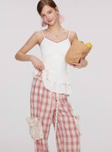 Feminine Double Strap Layered Frill Blouse
