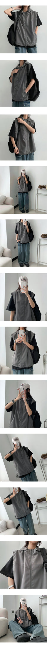 Tenge Two Way Hooded Vest Zip-Up