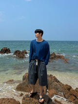 Lur linen denim bermuda pants