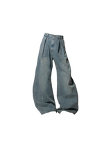 RELABEL Three-Dimensional Composition (Depiction) Waist Pleats Leg Pleats Washed Layered Jeans