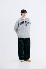 EMBROIDERY RUN BSRBT HOODIE ZIP-UP MELANGE GRAY