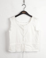 Posop Lace String Button Sleeveless Blouse