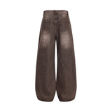 Brown Star Patch Washed Denim Pants