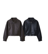 [F/W] Leather basic crop jacket(2color)
