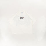 HIERARCHY STUDIOS TMTNW - ホワイトバーンアウトワイドオーバーサイズTシャツ