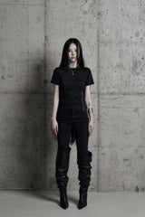 [label] sculptural Jersey zipper top BLACK