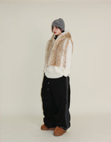 Tier Bambi Fake Fur Hooded Vest (Short Quilted)