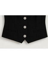 [PRE-FALL] Dana Vintage Button Tailored Vest Black