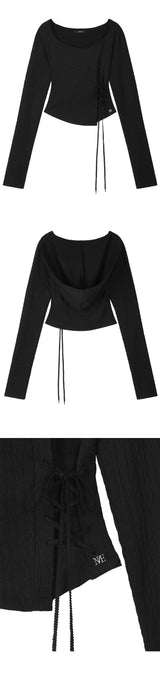 [mnem] ダイヤモンドネック コルセットフーディー (black)