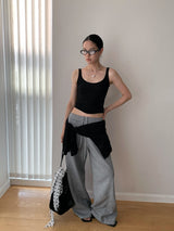 Two-wear loose long-sleeved off-shoulder T-shirt