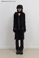 Tassel Collar Knit Cardigan / Black