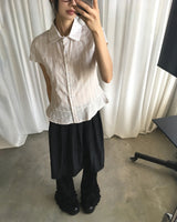Karen Stripe Frill Short Sleeve Shirt