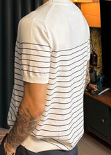 Linea Stripe Dangara Short Sleeve Knit 3COLOR