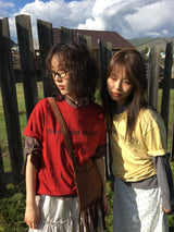 YWD ロゴTシャツ_シグネチャーレッド