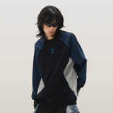 RELABEL 23AW Fabric Patchwork Linear Deconstructed Long Sleeve T-Shirt