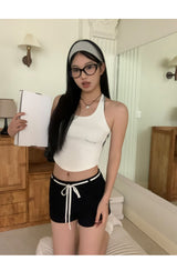 White Ribbon High Short Pants