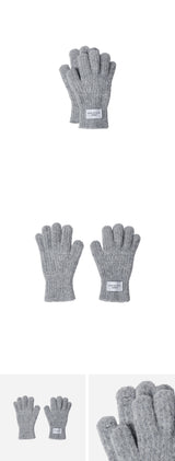 24FW BASIC LOGO LABEL POINT KNIT GLOVES MELANGE