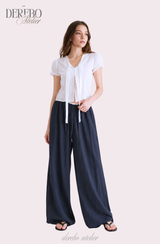 Pure strap short-sleeved blouse