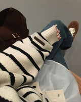 [BELLIDE MADE] ELLE、ストライプニットカーディガン