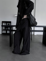 [unisex] pintuck wide laser slacks
