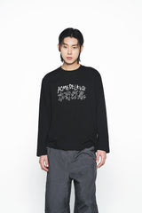 25SS ダンシングベアロゴロングスリーブTシャツ  ブラック