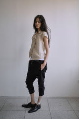 26SS★ ラップボタンキャップスリーブブラウス