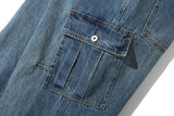 Slab Washing Cargo Denim Pants (Blue)