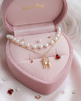 [Anti-tarnish] Kitty Layered Pearl Choker Necklace -Gold ver. (Kep1er Yujin Necklace)