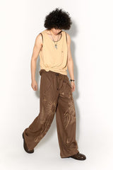 Retro printed loose casual pants