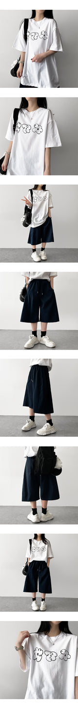 フラワー フラワー スケッチ 半袖Tシャツ