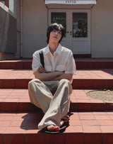Summer Cooling Linen Half Banding Slacks