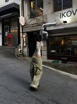 string low-rise cargo pants