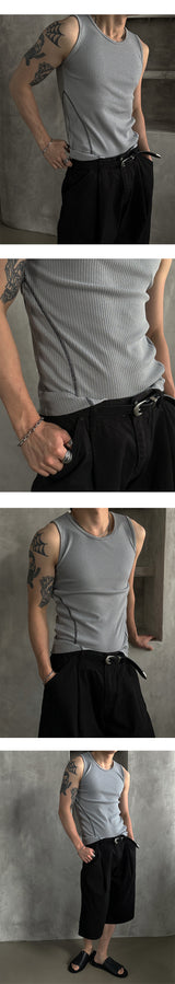 [MUSCLE FIT]カーブラインマッスルフィットスリーブレス
