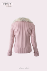 Lady Fur Knitwear Zip-Up Cardigan