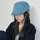 Stitch Stripe Hunting Cap (Blue Denim)