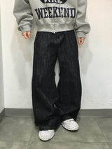 Nodric Slub Wide Flare Denim Pants