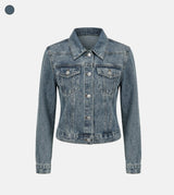 Vintage Washing Crop Denim Jacket
