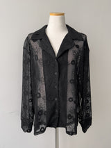 Flower Net Collar Neck Shirt